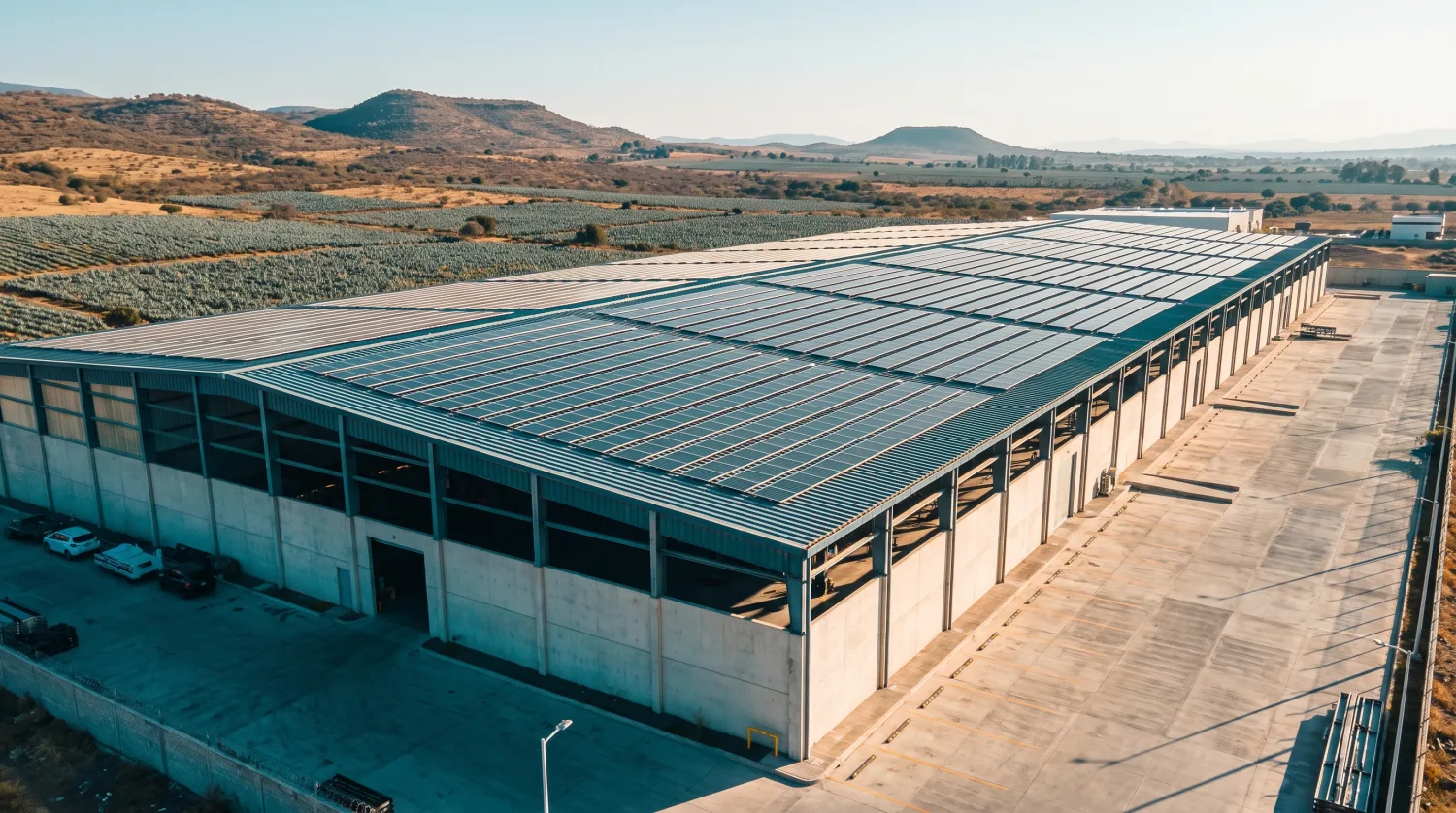 Nave industrial en Jalisco con paneles solares en la cubierta